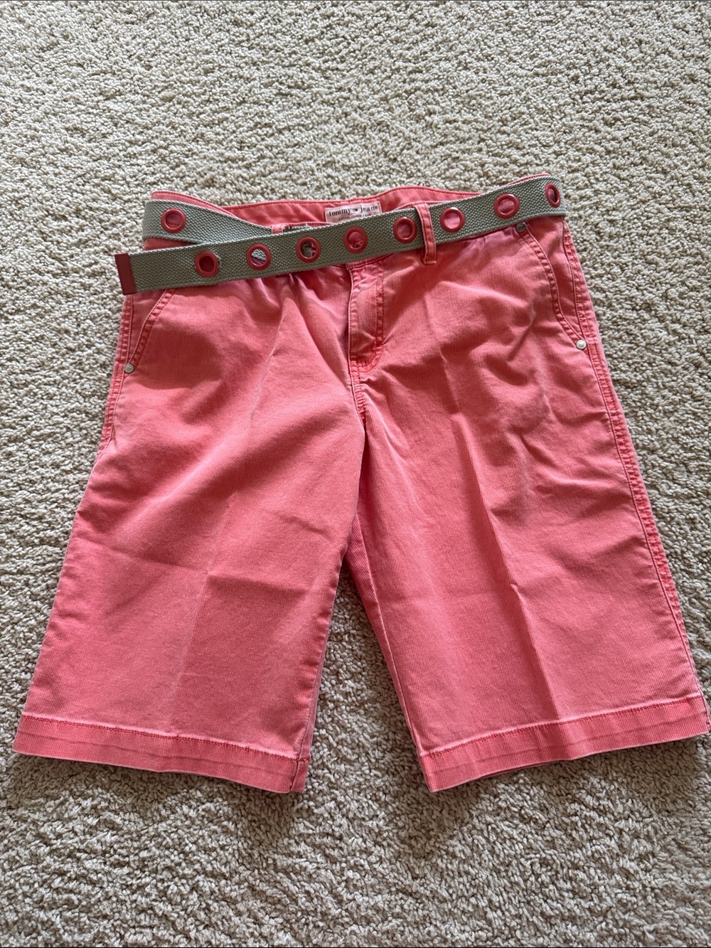 Tommy Hilfiger Coral Pink Bermuda Shorts with Woven Belt